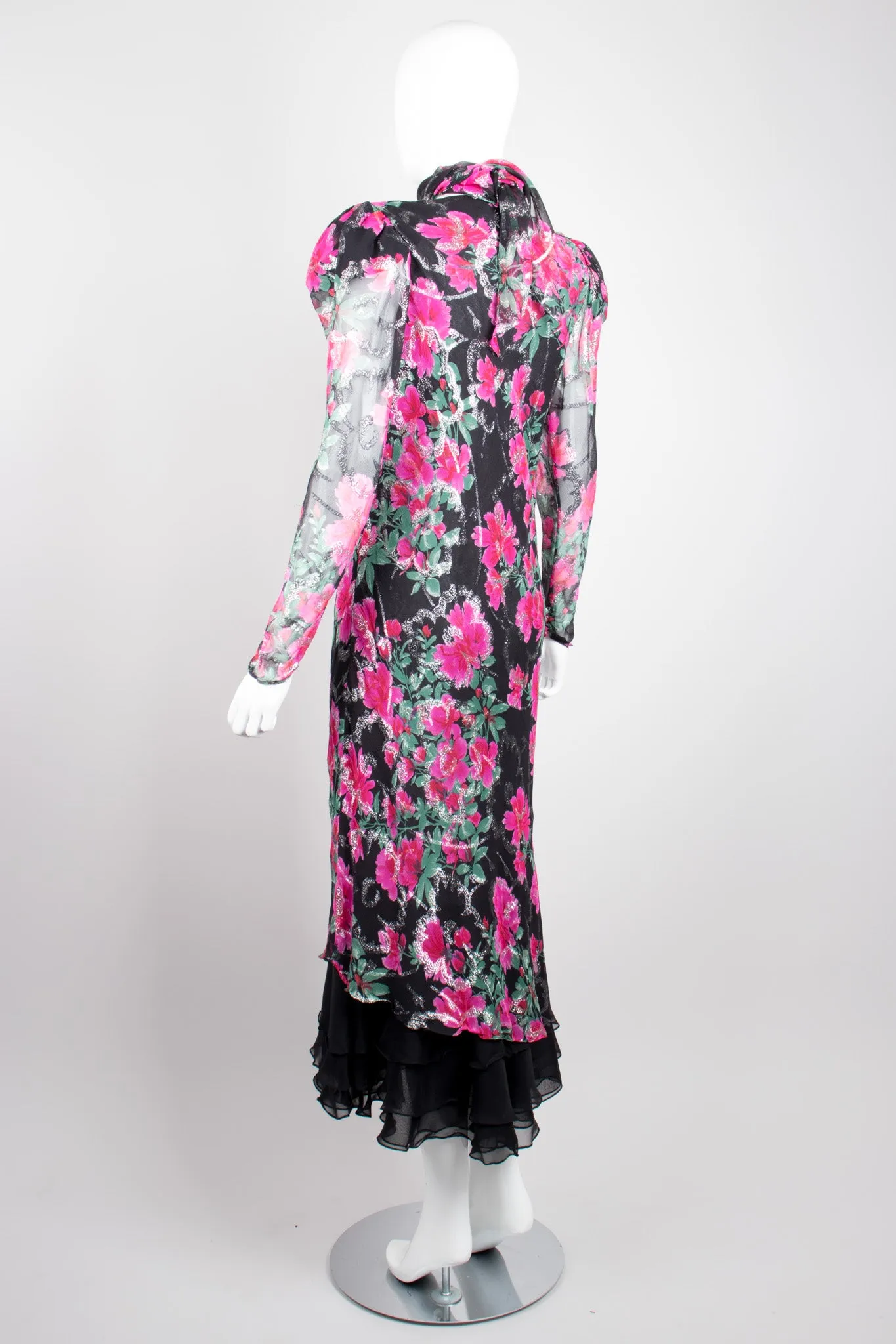 Bias Cut Floral Chiffon Dress
