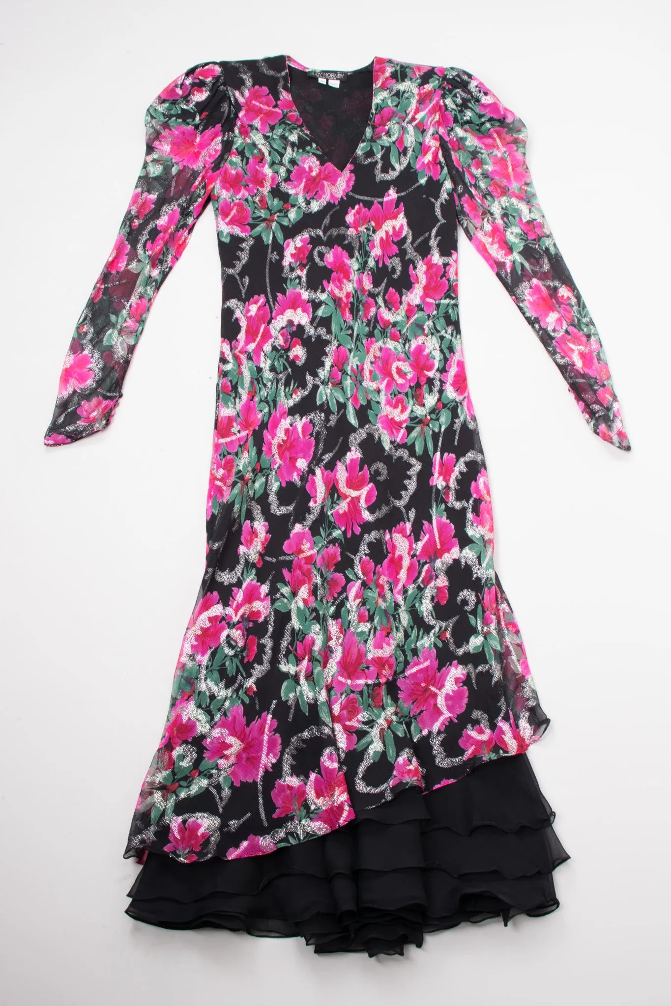 Bias Cut Floral Chiffon Dress