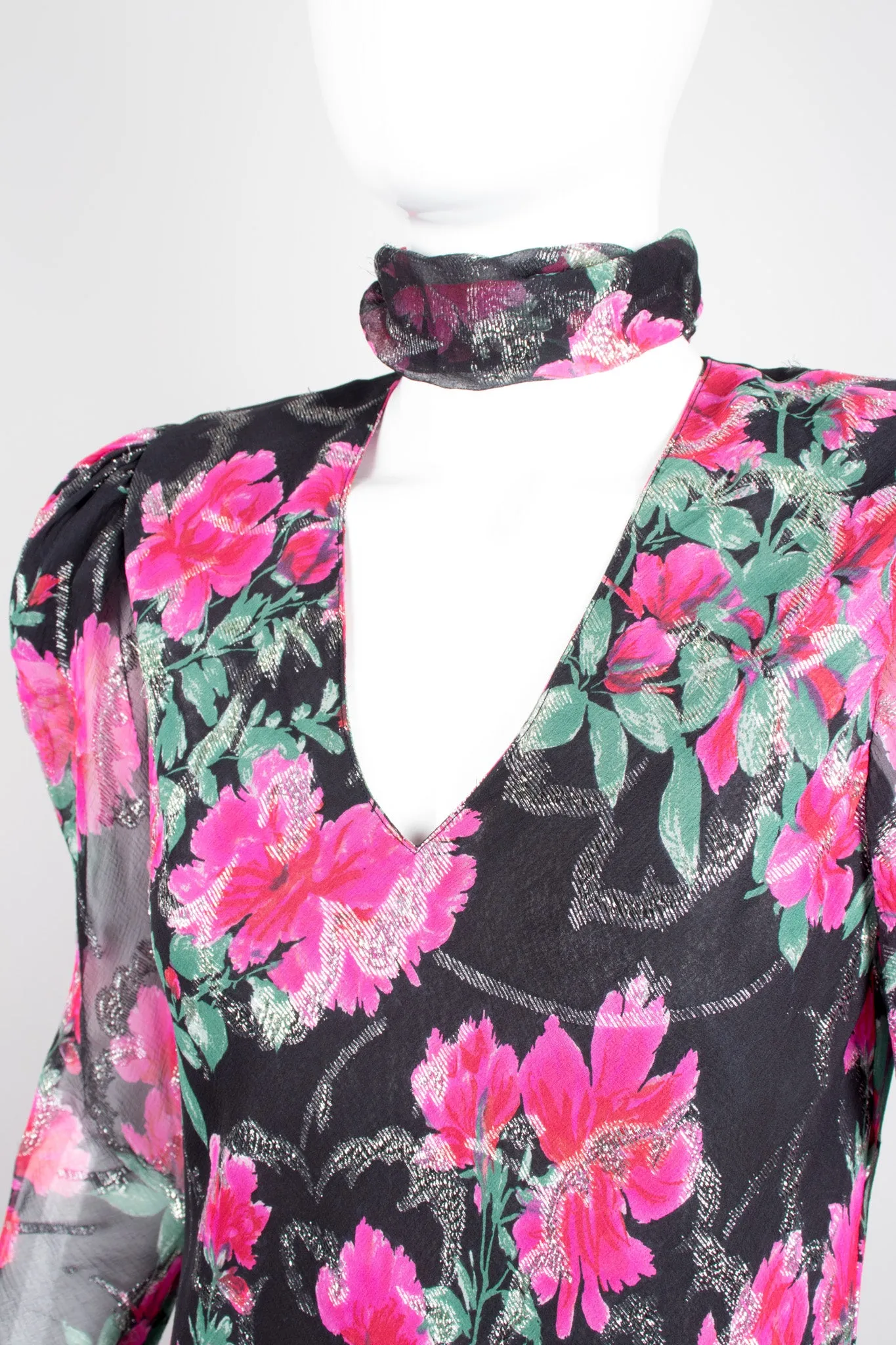 Bias Cut Floral Chiffon Dress