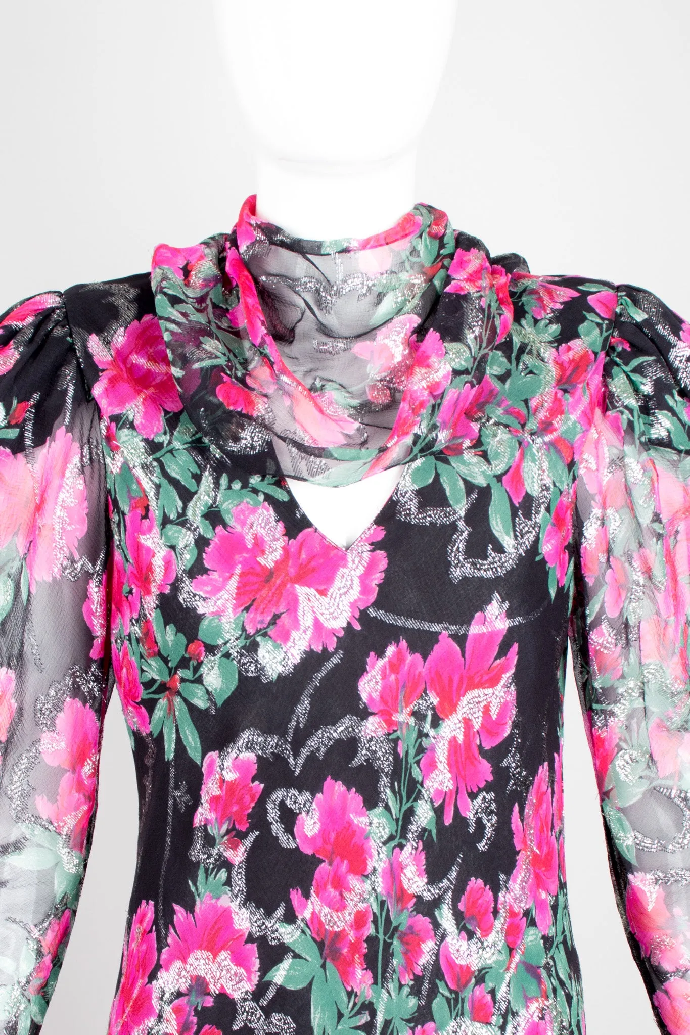 Bias Cut Floral Chiffon Dress