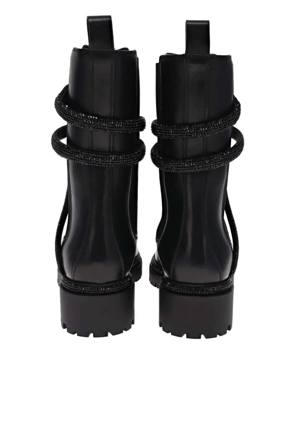 Black Jet Crystal Leather Biker Boot
