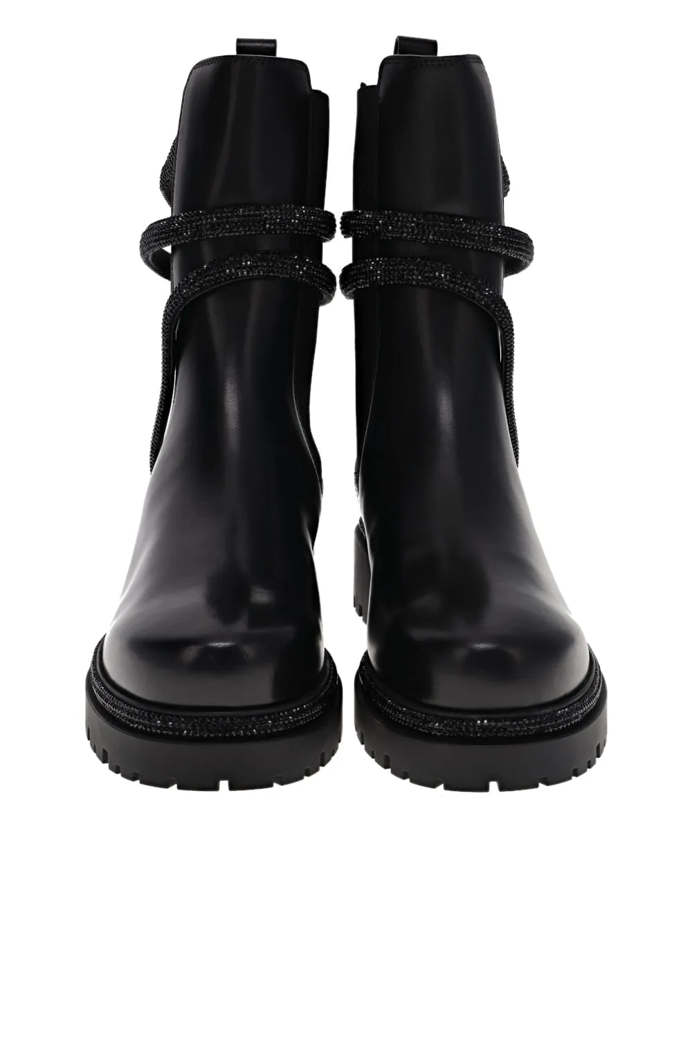 Black Jet Crystal Leather Biker Boot