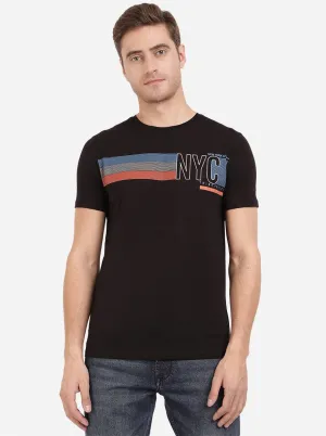 Black Printed Slim Fit T-Shirt | JadeBlue