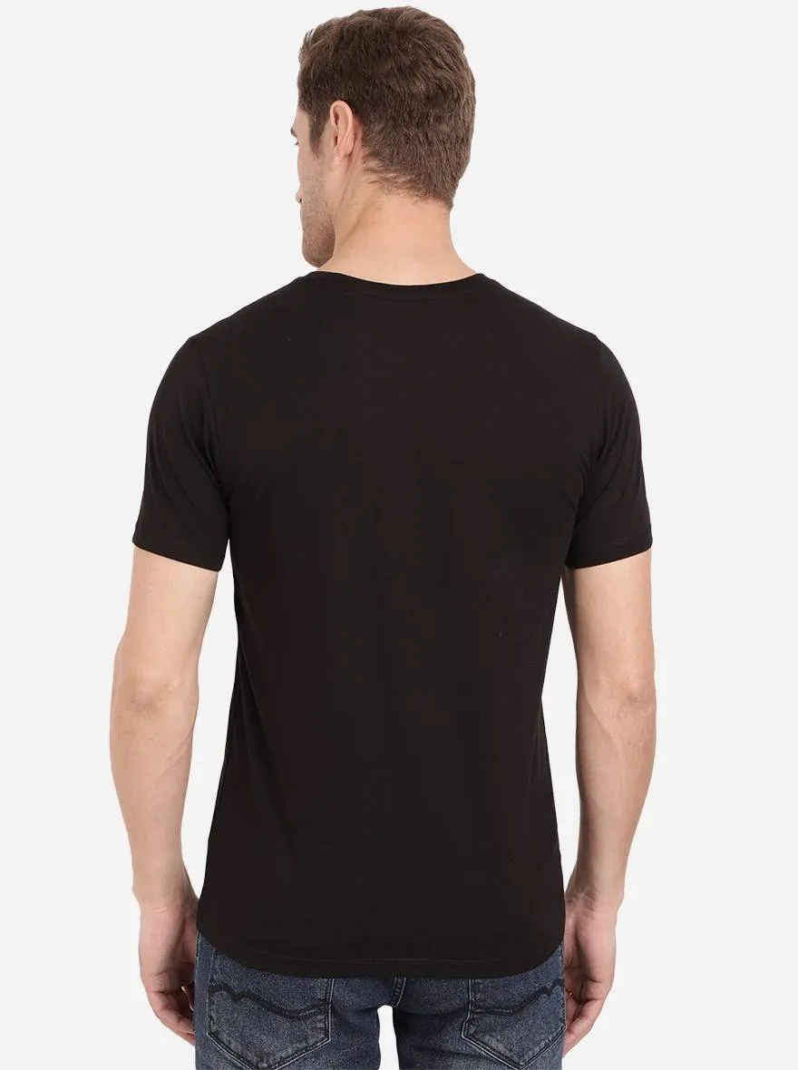 Black Printed Slim Fit T-Shirt | JadeBlue