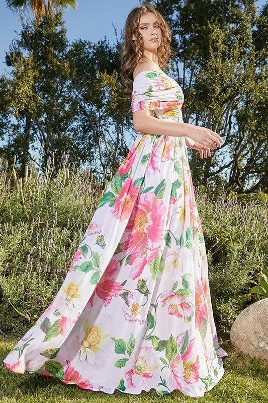 Blooming Elegance Twist-Back Maxi Dress