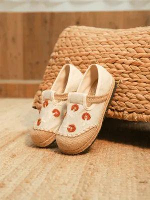 Blossom Embroidered Linen Espadrille Loafer - Beige