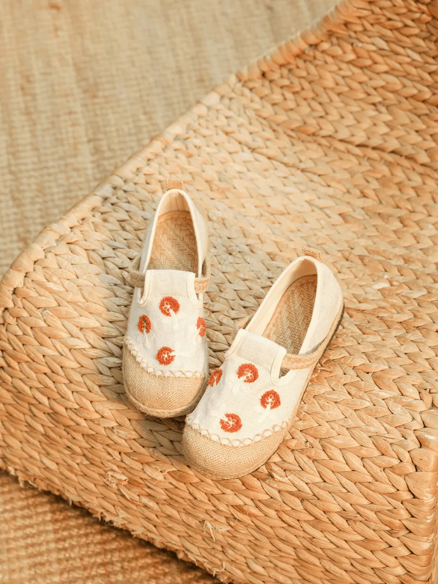 Blossom Embroidered Linen Espadrille Loafer - Beige