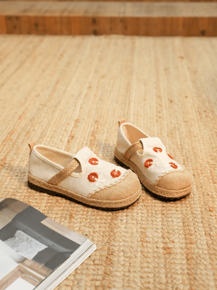 Blossom Embroidered Linen Espadrille Loafer - Beige