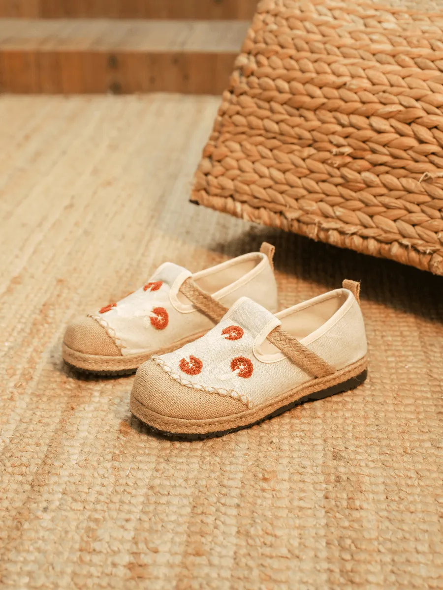 Blossom Embroidered Linen Espadrille Loafer - Beige