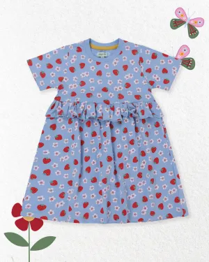 Blue Strawberry Print Dress