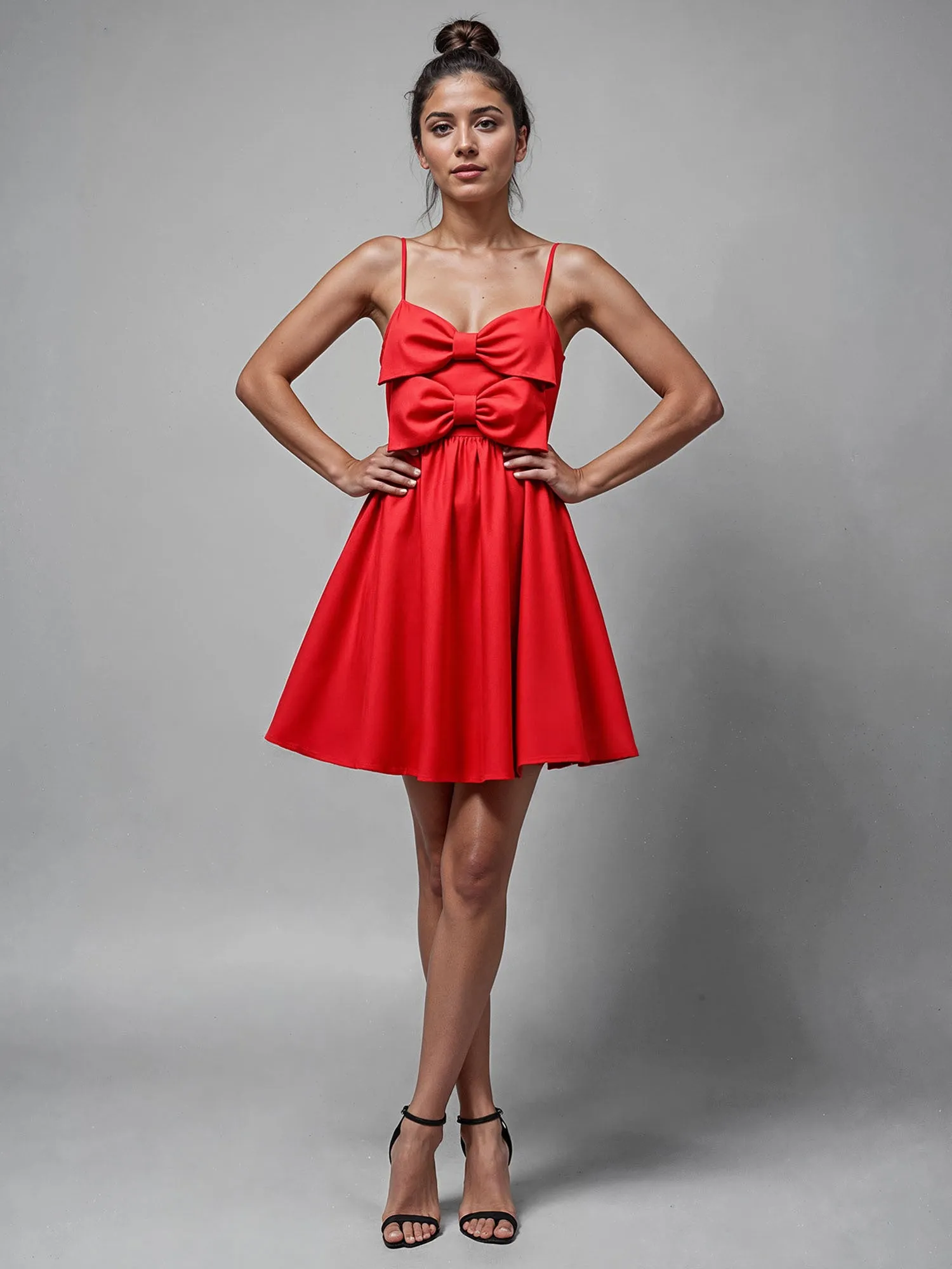 Bow Bodice Mini Shift Dress