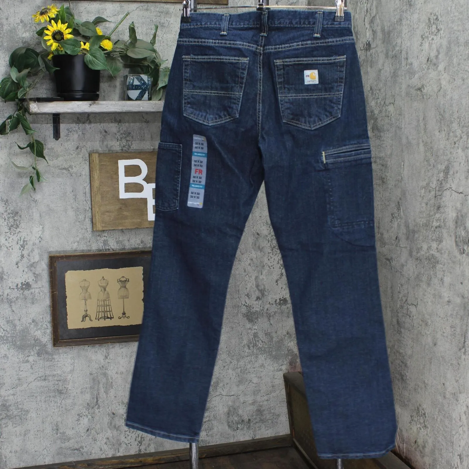 Carhartt Mens Flame-Resistant Rugged Flex Relaxed Jeans Indigo Wash Blue 32x32