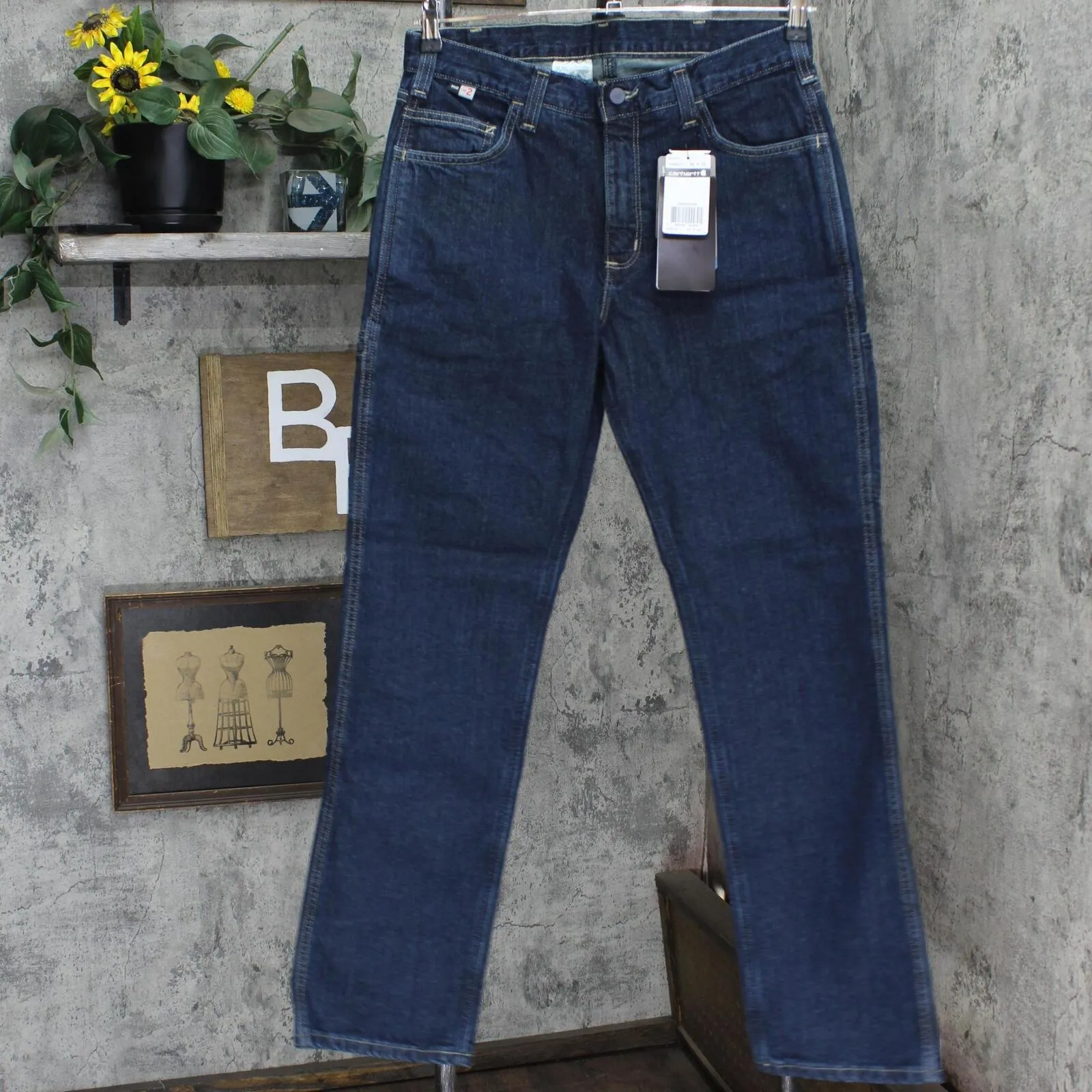 Carhartt Mens Flame-Resistant Rugged Flex Relaxed Jeans Indigo Wash Blue 32x32