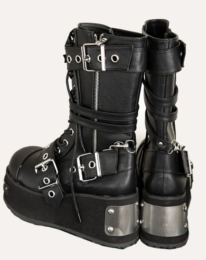 Chrome Metal Plated Platform Rave Unisex Boots