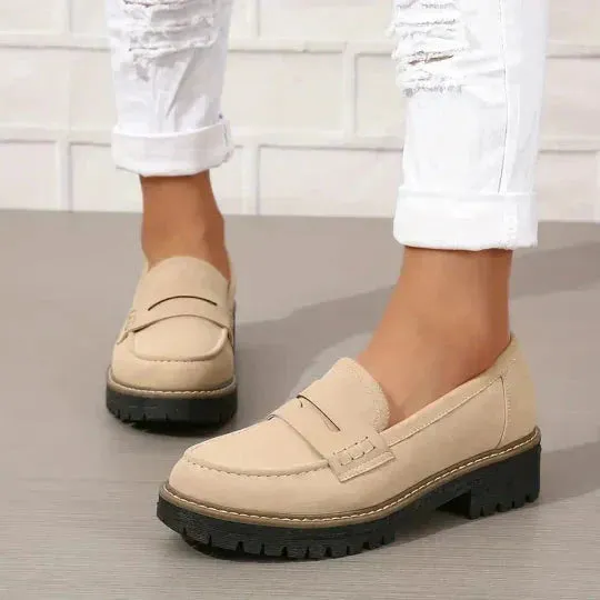 Comfortable Chunky Platform Suede Loafers for Women