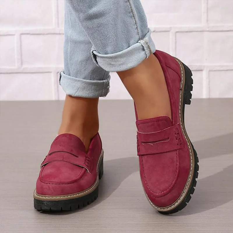 Comfortable Chunky Platform Suede Loafers for Women