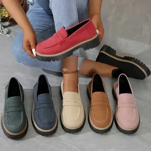 Comfortable Chunky Platform Suede Loafers for Women