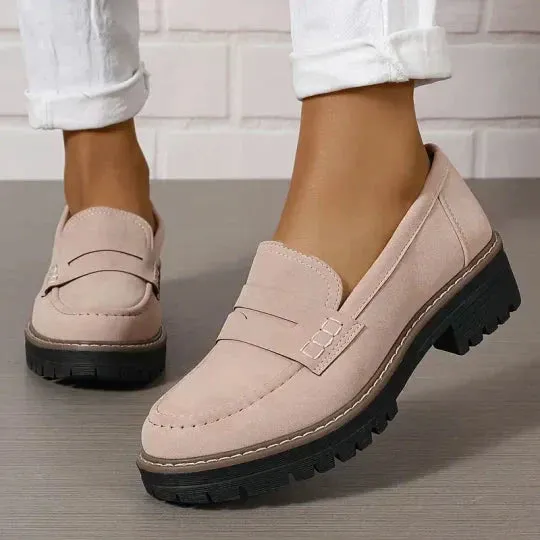 Comfortable Chunky Platform Suede Loafers for Women