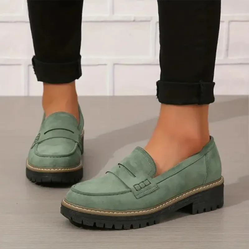 Comfortable Chunky Platform Suede Loafers for Women