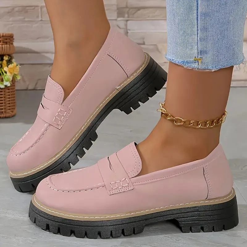 Comfortable Chunky Platform Suede Loafers for Women