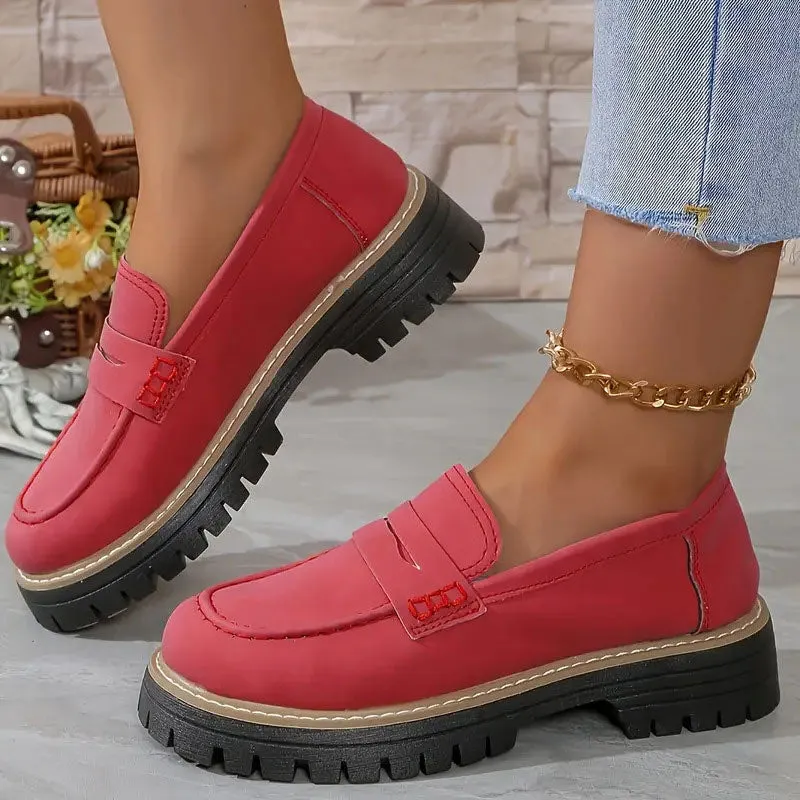 Comfortable Chunky Platform Suede Loafers for Women