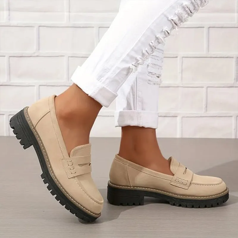 Comfortable Chunky Platform Suede Loafers for Women