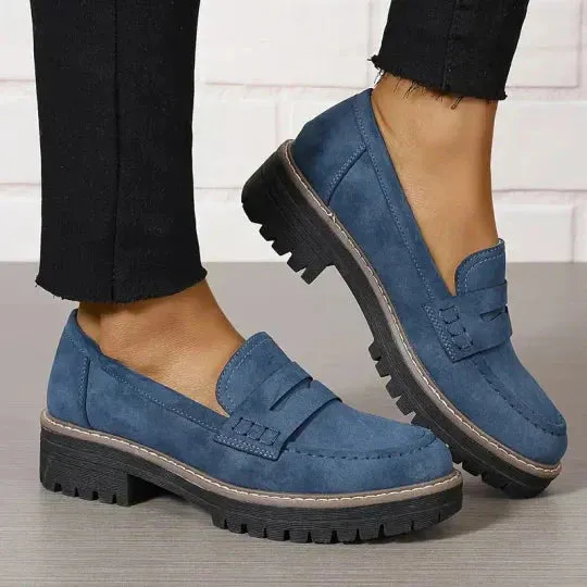 Comfortable Chunky Platform Suede Loafers for Women