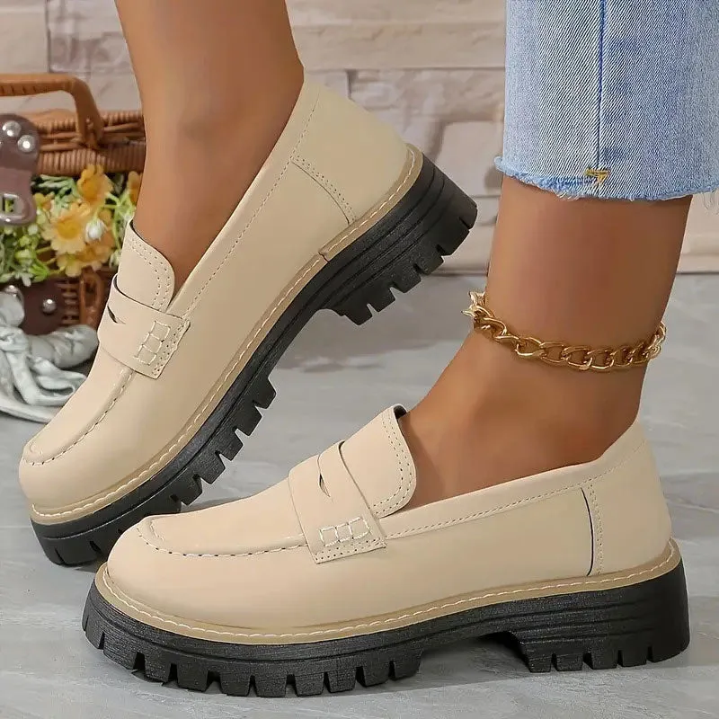 Comfortable Chunky Platform Suede Loafers for Women