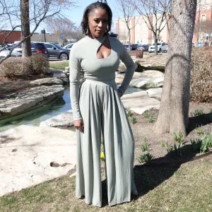 Cutout Long Sleeve Top and Pants Set