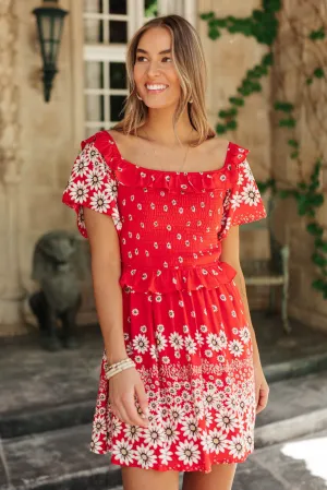 Daisy Chains Dress in Red