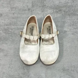 DE BLOSSOM Girls White Satin Helen Mary Jane Flats
