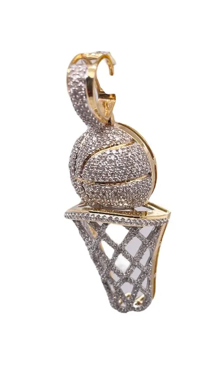 Diamond Basketball Pendant - 1.42 Carats in 10KT Yellow Gold