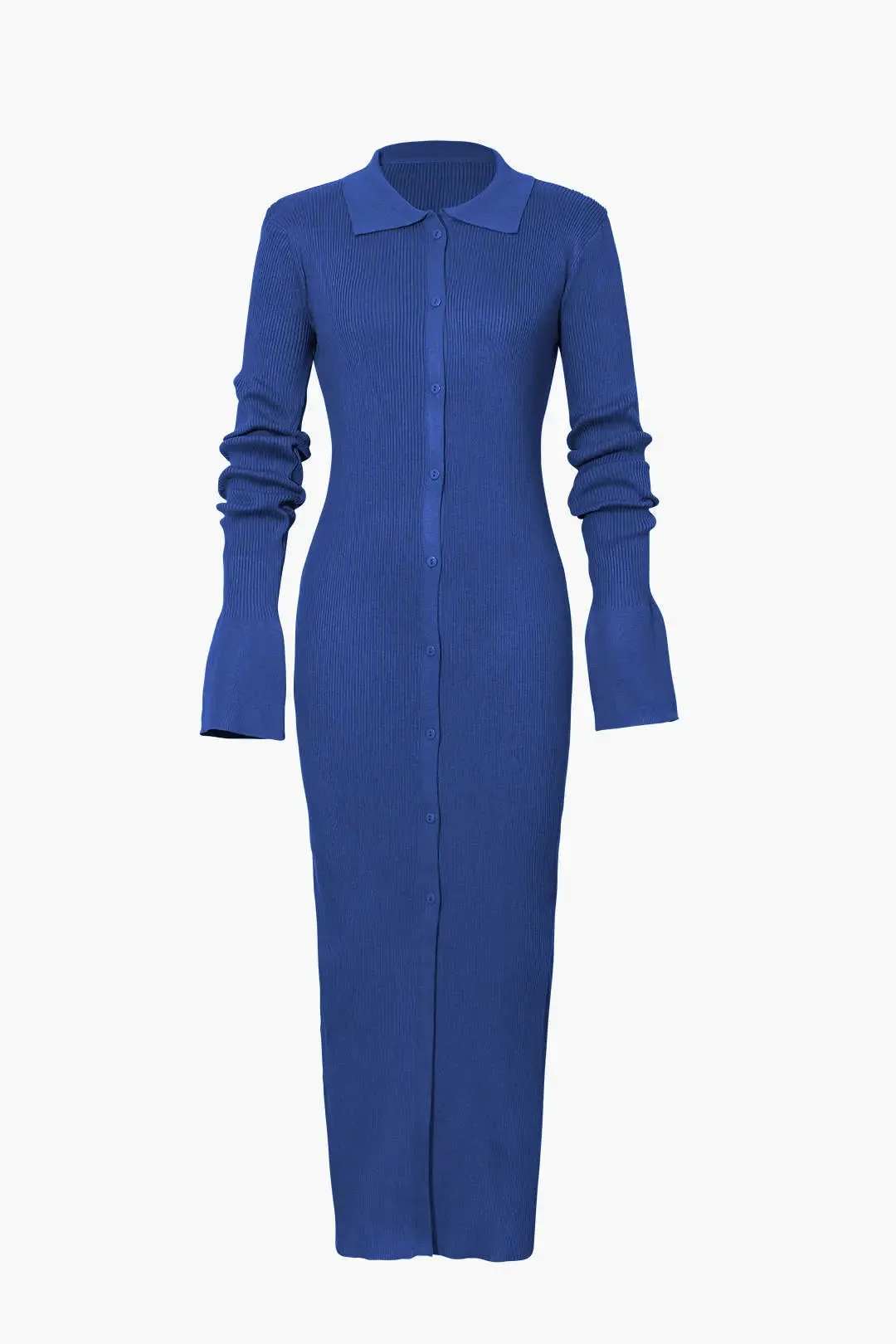 Drew - Casual Ribbed Button-Down Woman's Maxi Dress