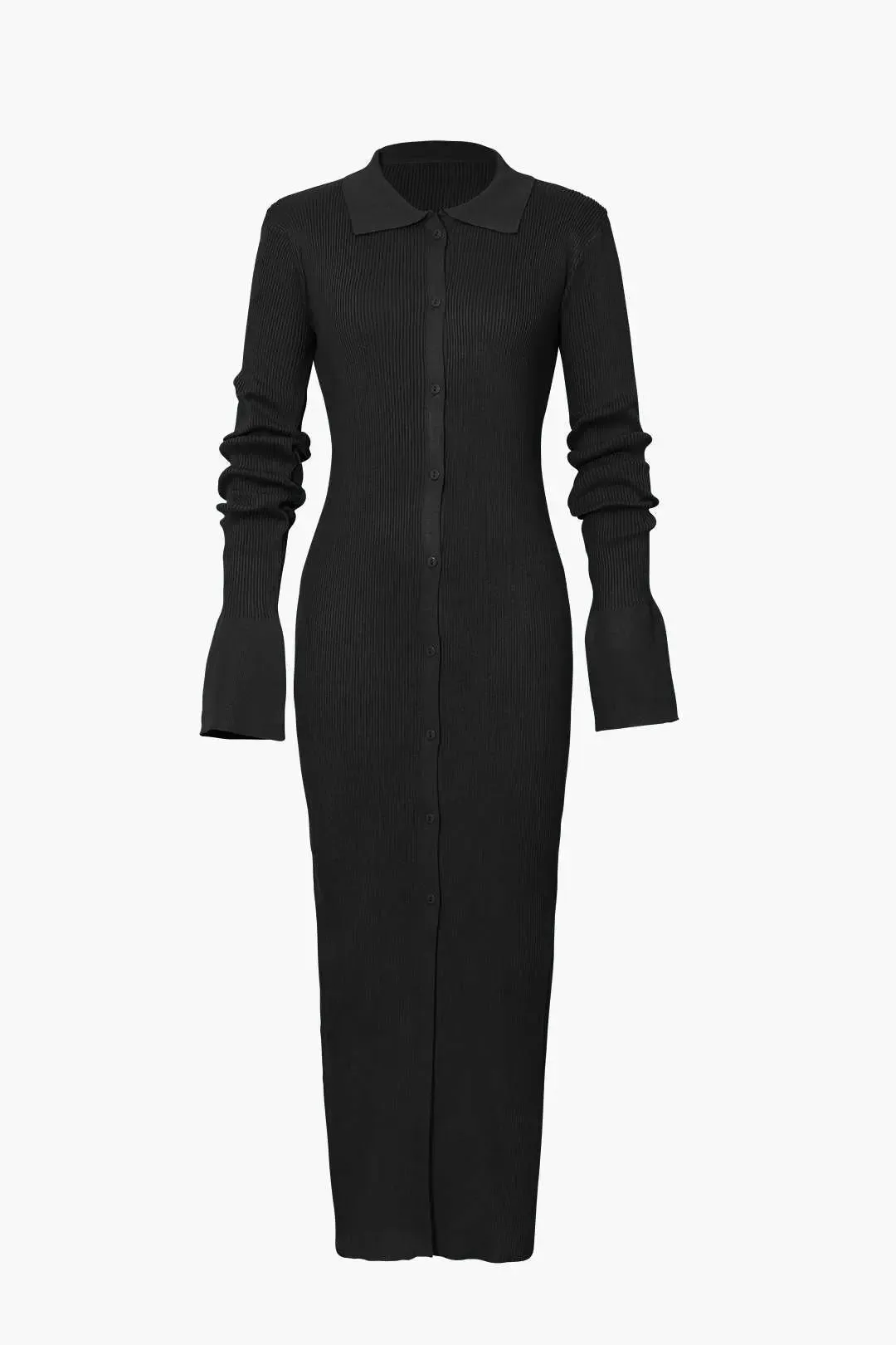 Drew - Casual Ribbed Button-Down Woman's Maxi Dress