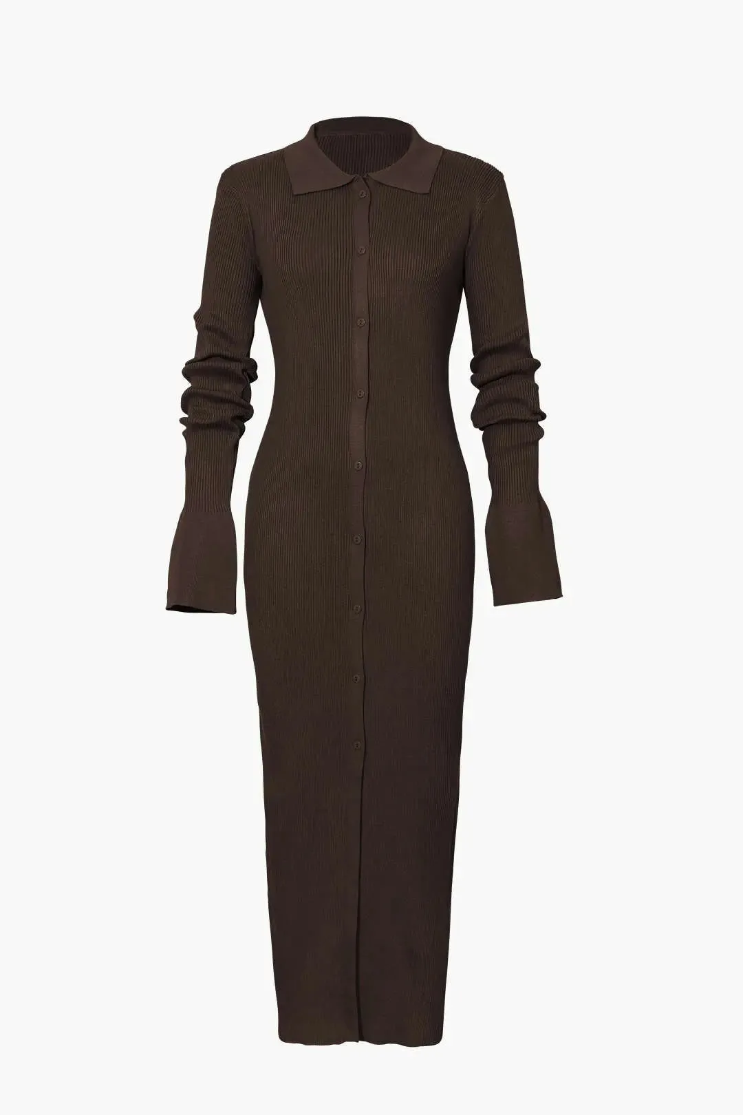 Drew - Casual Ribbed Button-Down Woman's Maxi Dress
