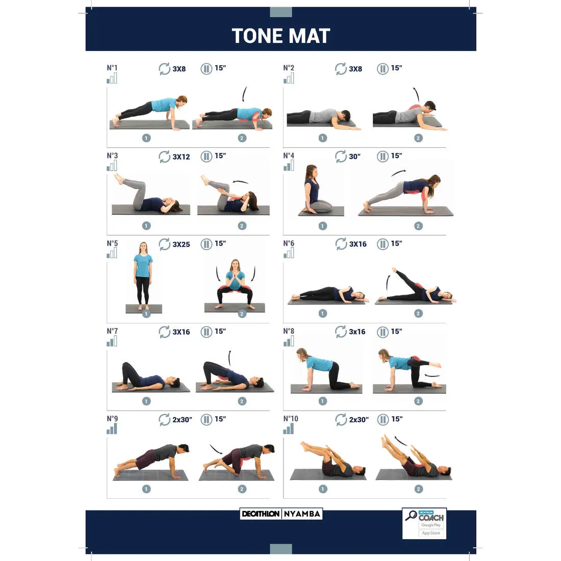 Durable Fitness Floor Mat Tonemat 500 - 170 cm x 62 cm x 8 mm - AOP
