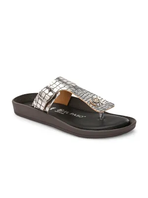 El Paso Women Woven Design T-Strap Flats