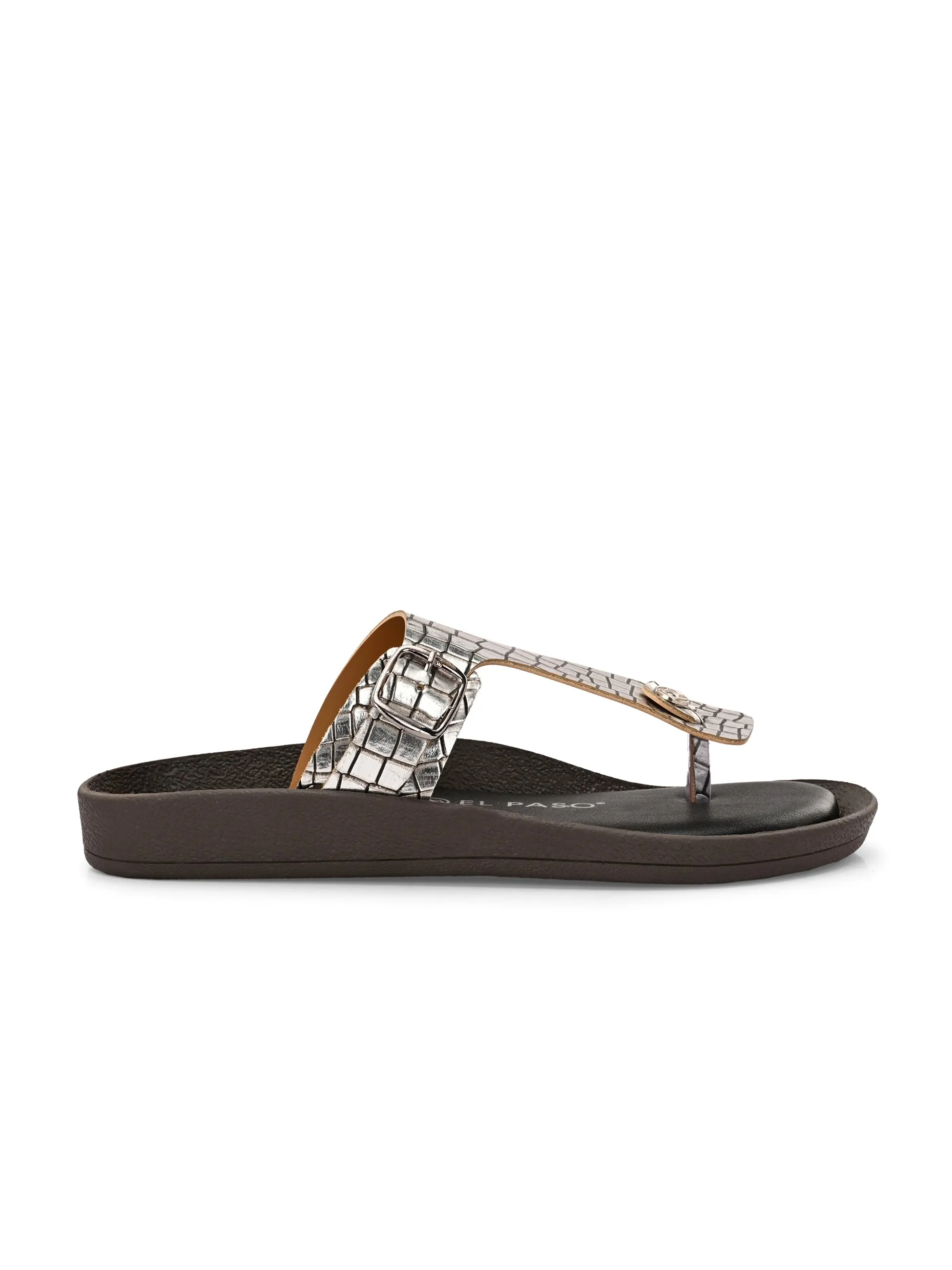 El Paso Women Woven Design T-Strap Flats