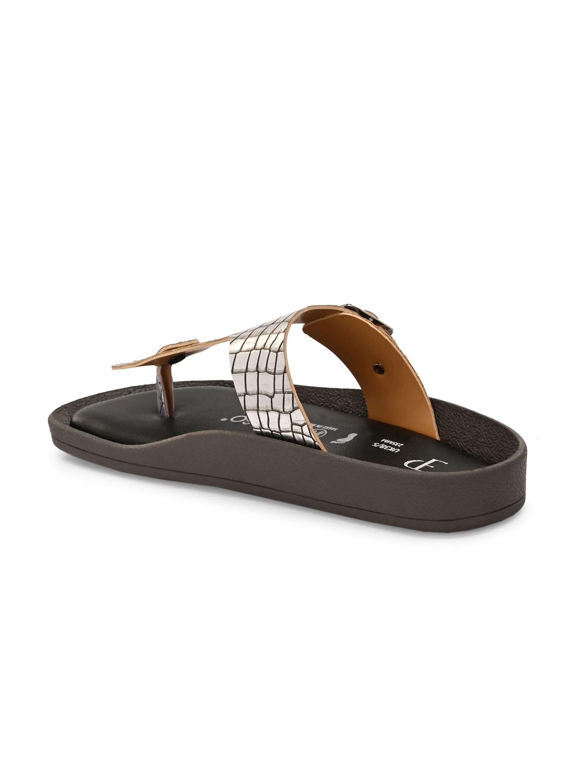 El Paso Women Woven Design T-Strap Flats