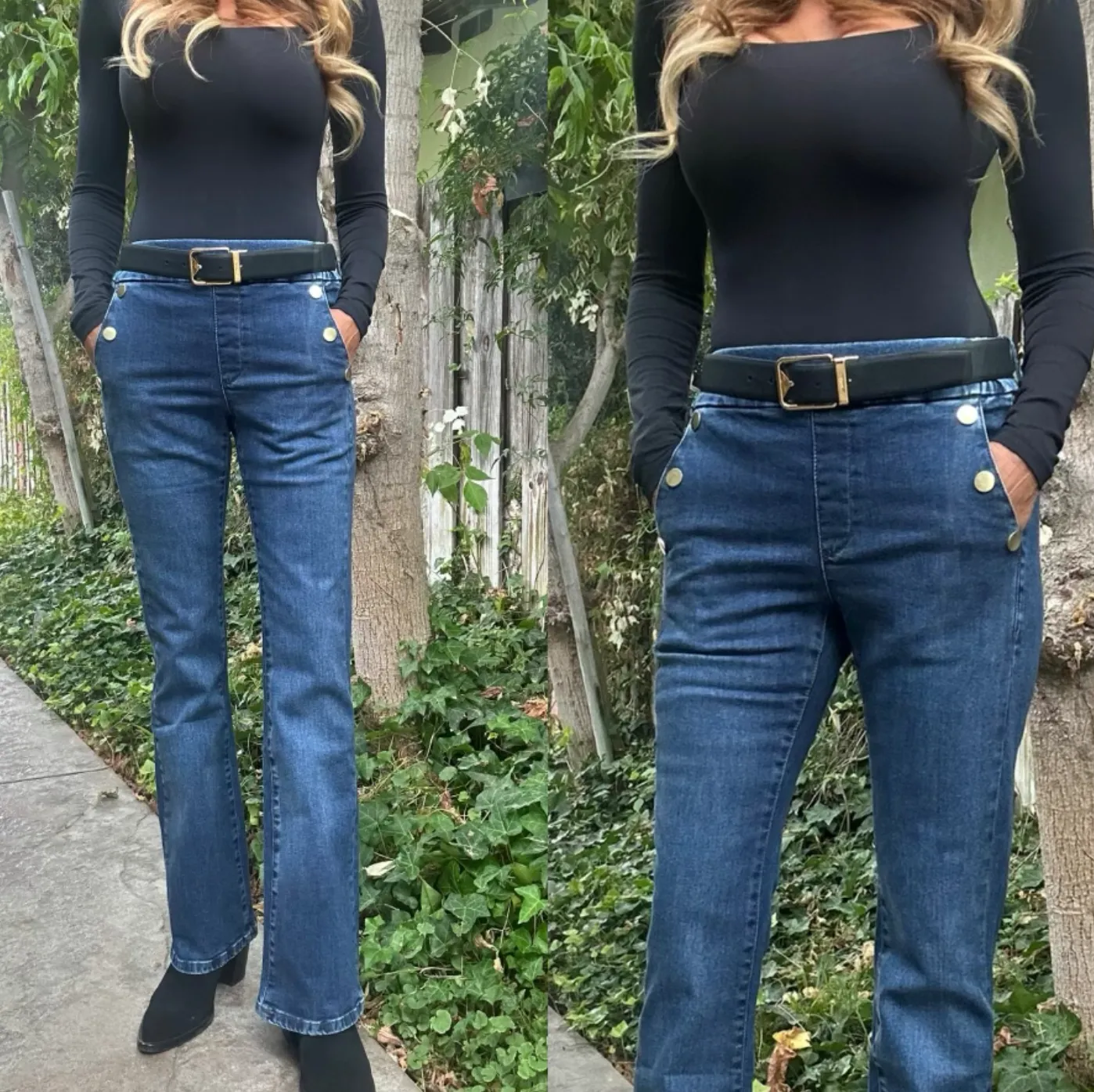 Ellen Dark Denim w/ Gold Button