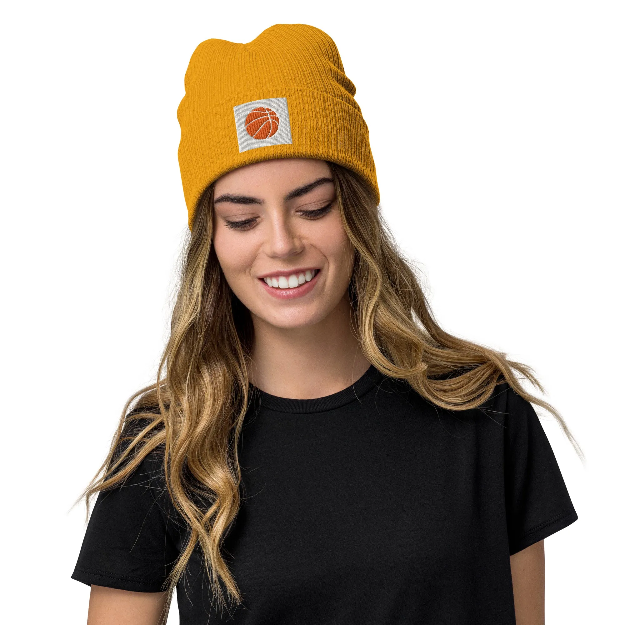 Embroidered Basketball Ribbed knit beanie