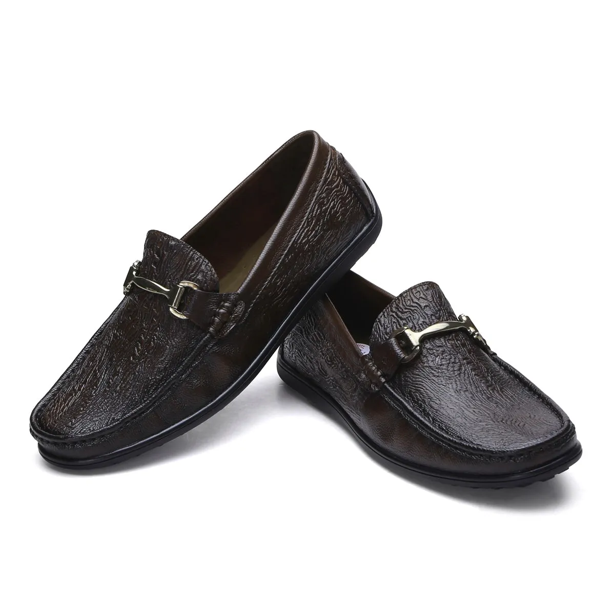 Fine-grain Leather Loafers for Men – 9855 with Tree Bark Texture & Cushioned Insole