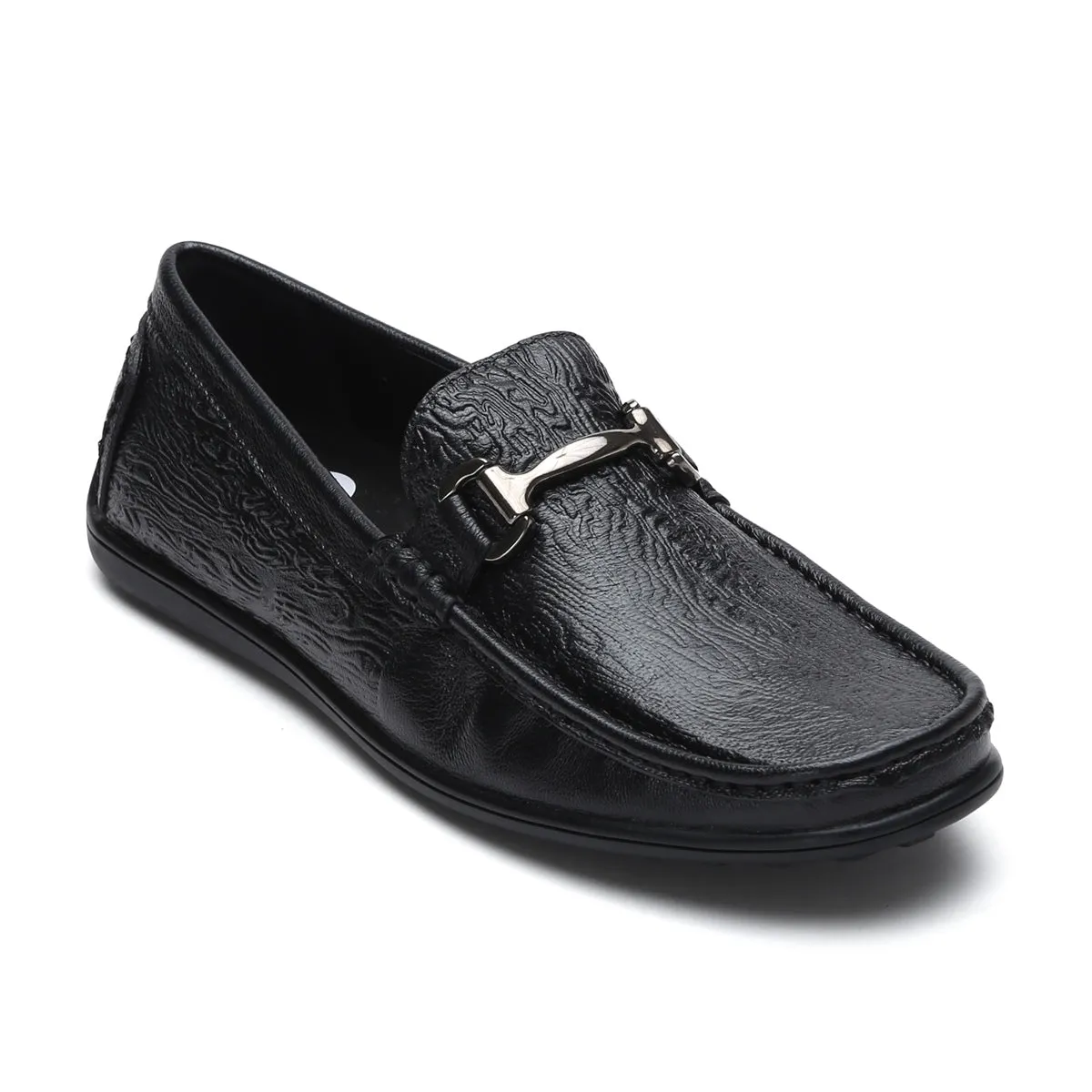 Fine-grain Leather Loafers for Men – 9855 with Tree Bark Texture & Cushioned Insole