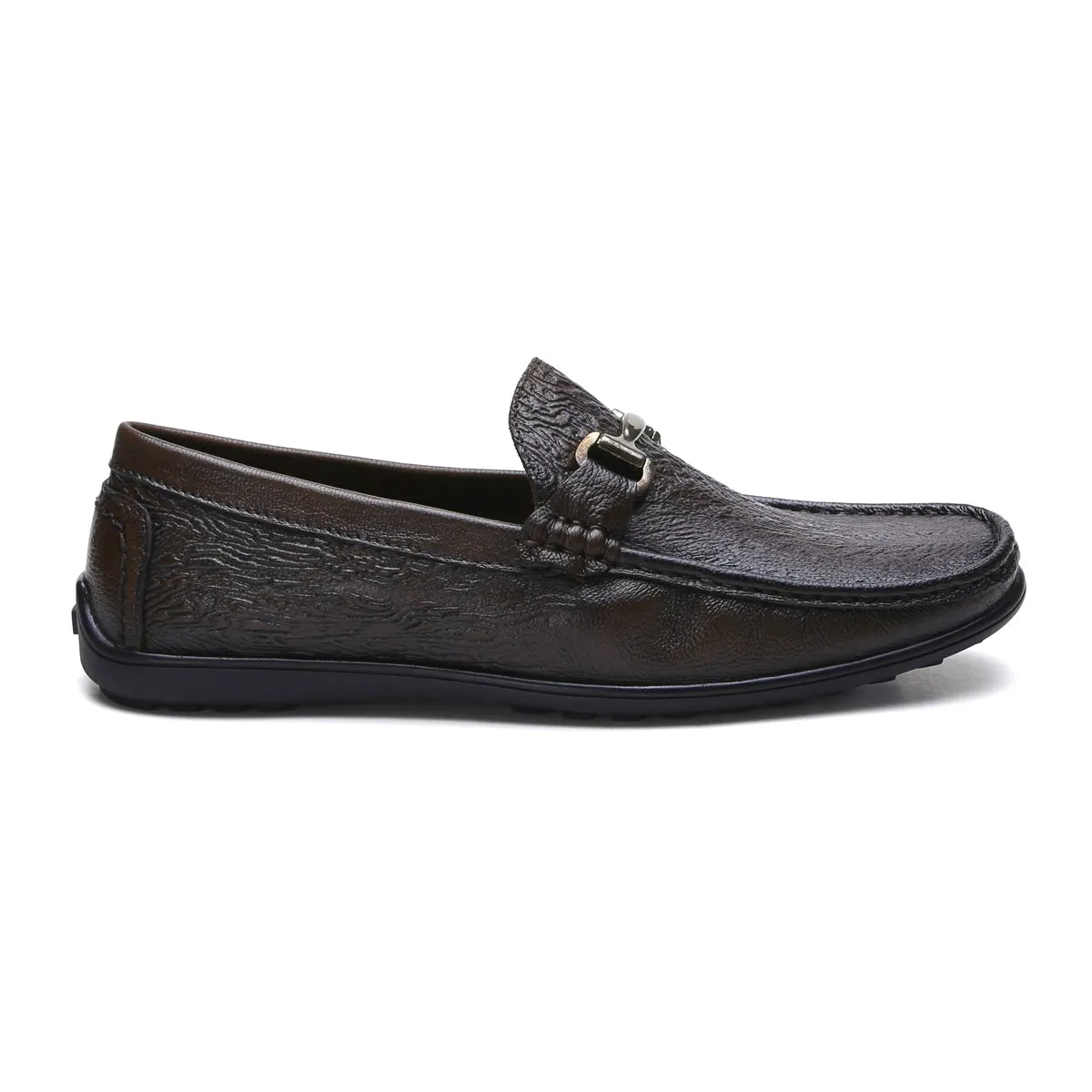 Fine-grain Leather Loafers for Men – 9855 with Tree Bark Texture & Cushioned Insole