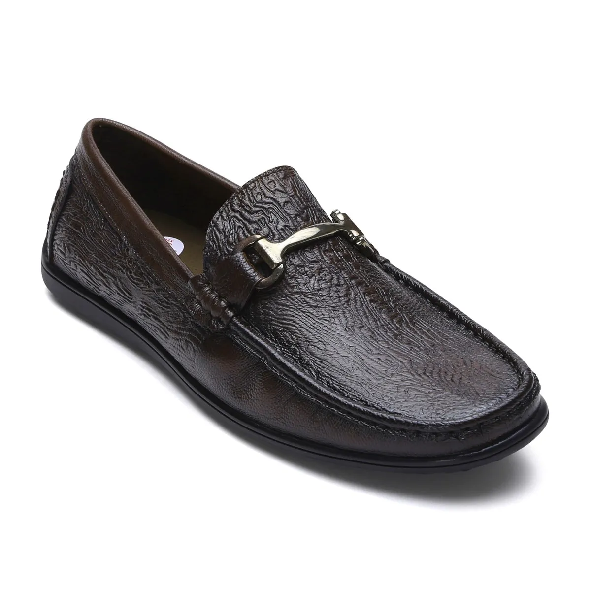 Fine-grain Leather Loafers for Men – 9855 with Tree Bark Texture & Cushioned Insole