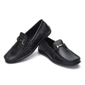 Fine-grain Leather Loafers for Men – 9855 with Tree Bark Texture & Cushioned Insole