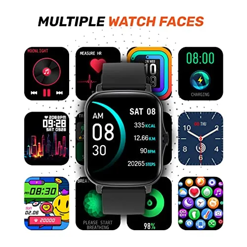 Fire-Boltt Beast SpO2 1.69” Industry’s Largest Display Size Full Touch Smart Watch with Blood Oxygen Monitoring, Heart Rate Monitor, Multiple Watch Faces & Long Battery Life (Black)