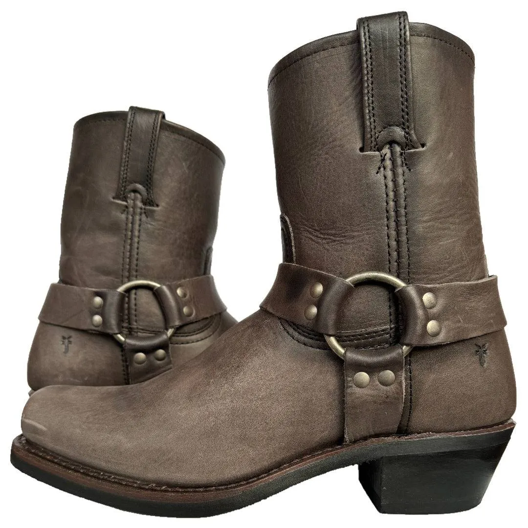 FRYE Harness 8R Smoke Gray Biker Moto Motorcycle Short Ankle Bootie Boots