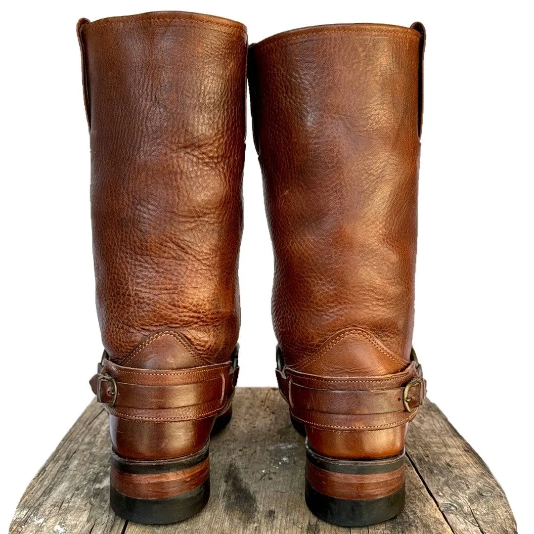 FRYE Vintage Belted Harness 12R Brown Moto Biker Motorcycle Western Boots