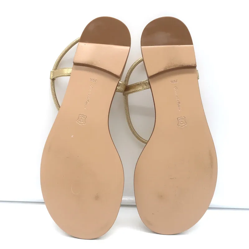 Gianvito Rossi Jaey Flat Thong Sandals Gold Metallic Leather Size 39.5